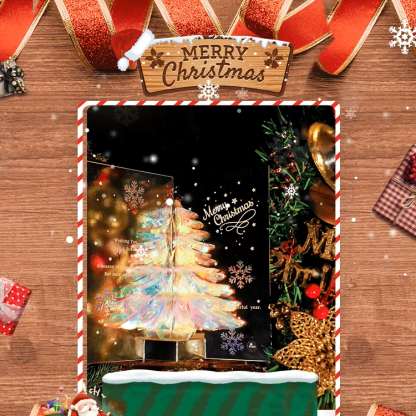3D Holographic Christmas Tree Pop-up Greeting Card