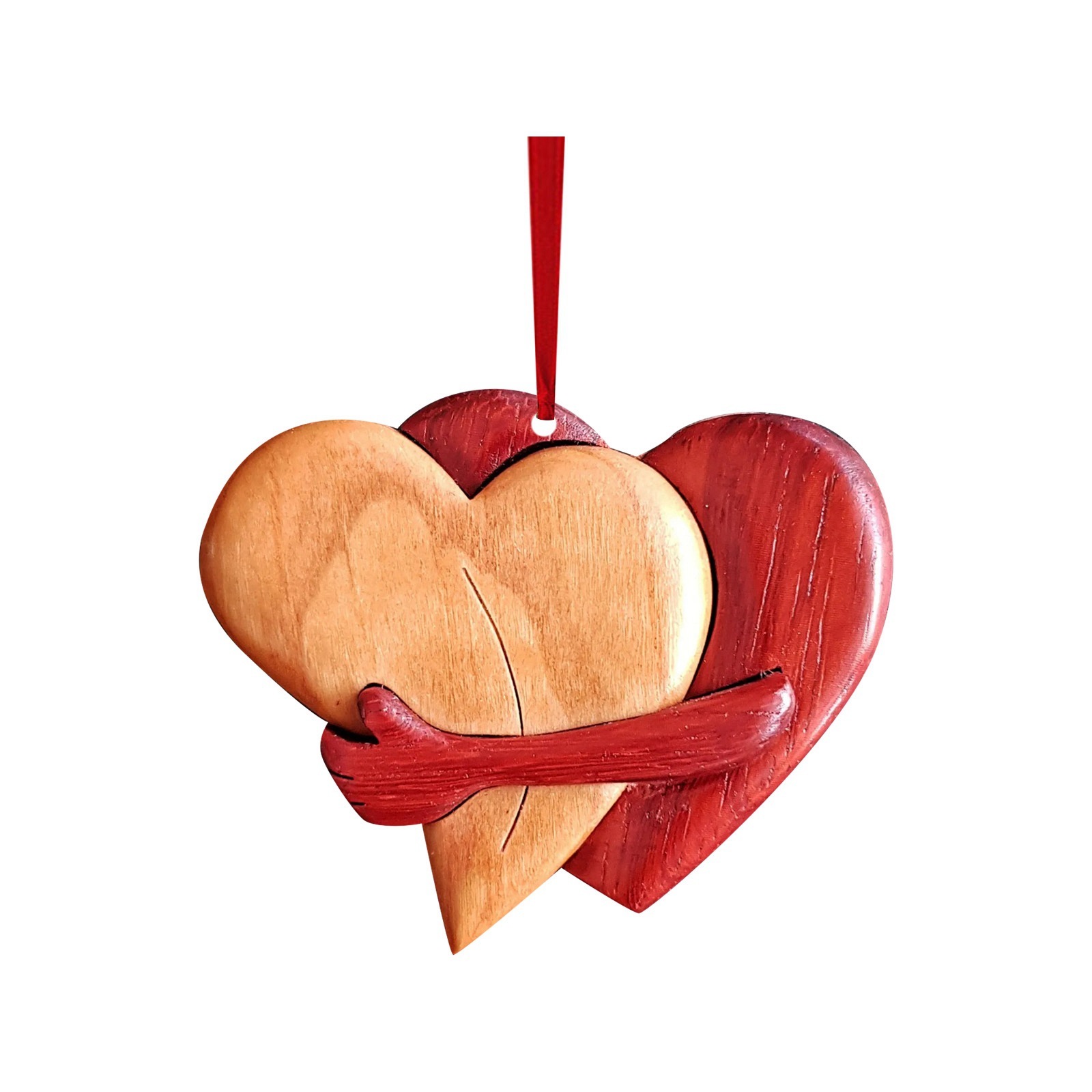 Embrace Heart-Shaped Wooden Carving