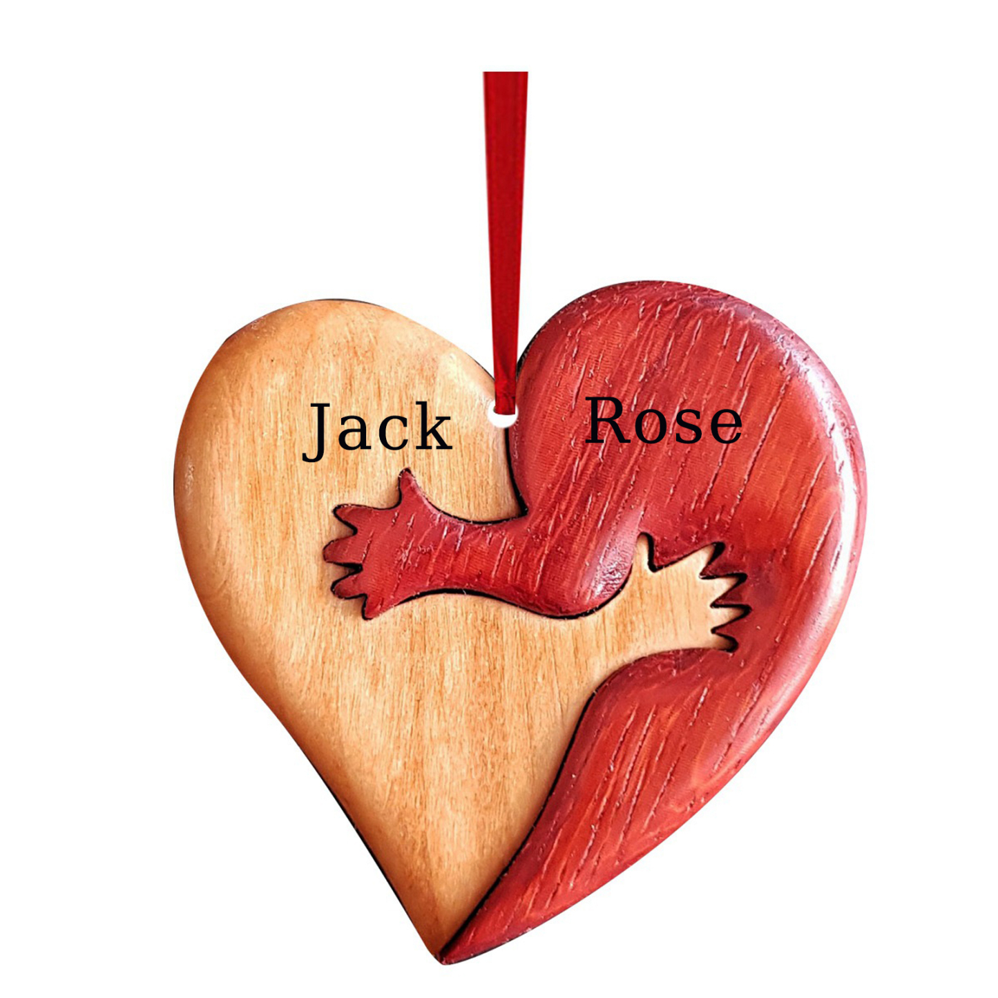 Embrace Heart-Shaped Wooden Carving