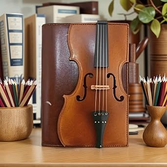 Retro violin leather notebook