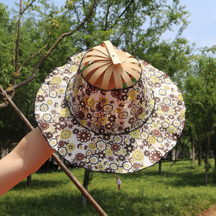Multifunctional foldable sunshade bamboo fan hat