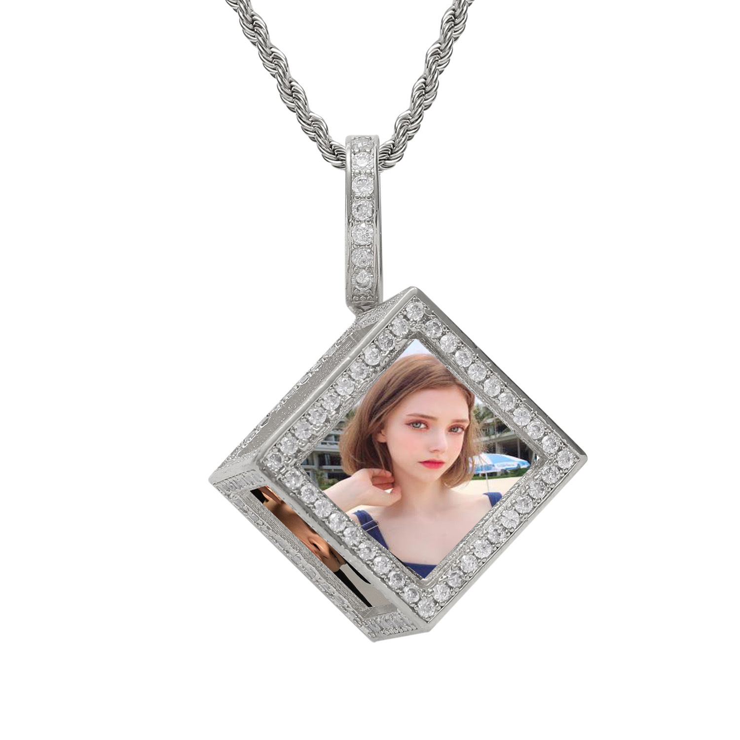 Square Frame Memory Photo Pendant