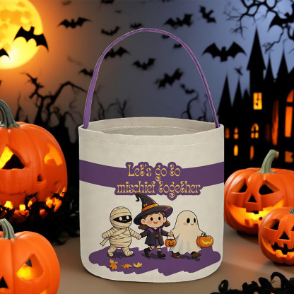 Halloween cylindrical canvas bag candy tote bag