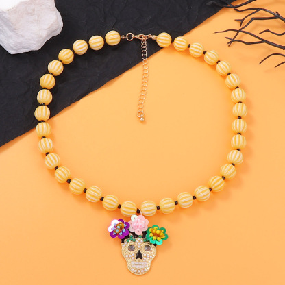 Halloween Beaded Skull Necklace