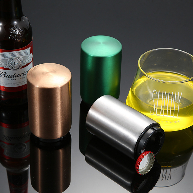 Automatic bottle opener with push button