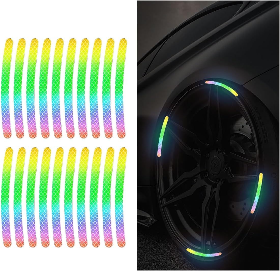 Wheel reflective trim, night safety warning stickers