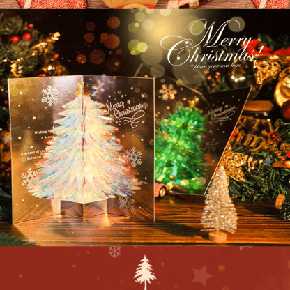 3D Holographic Christmas Tree Pop-up Greeting Card