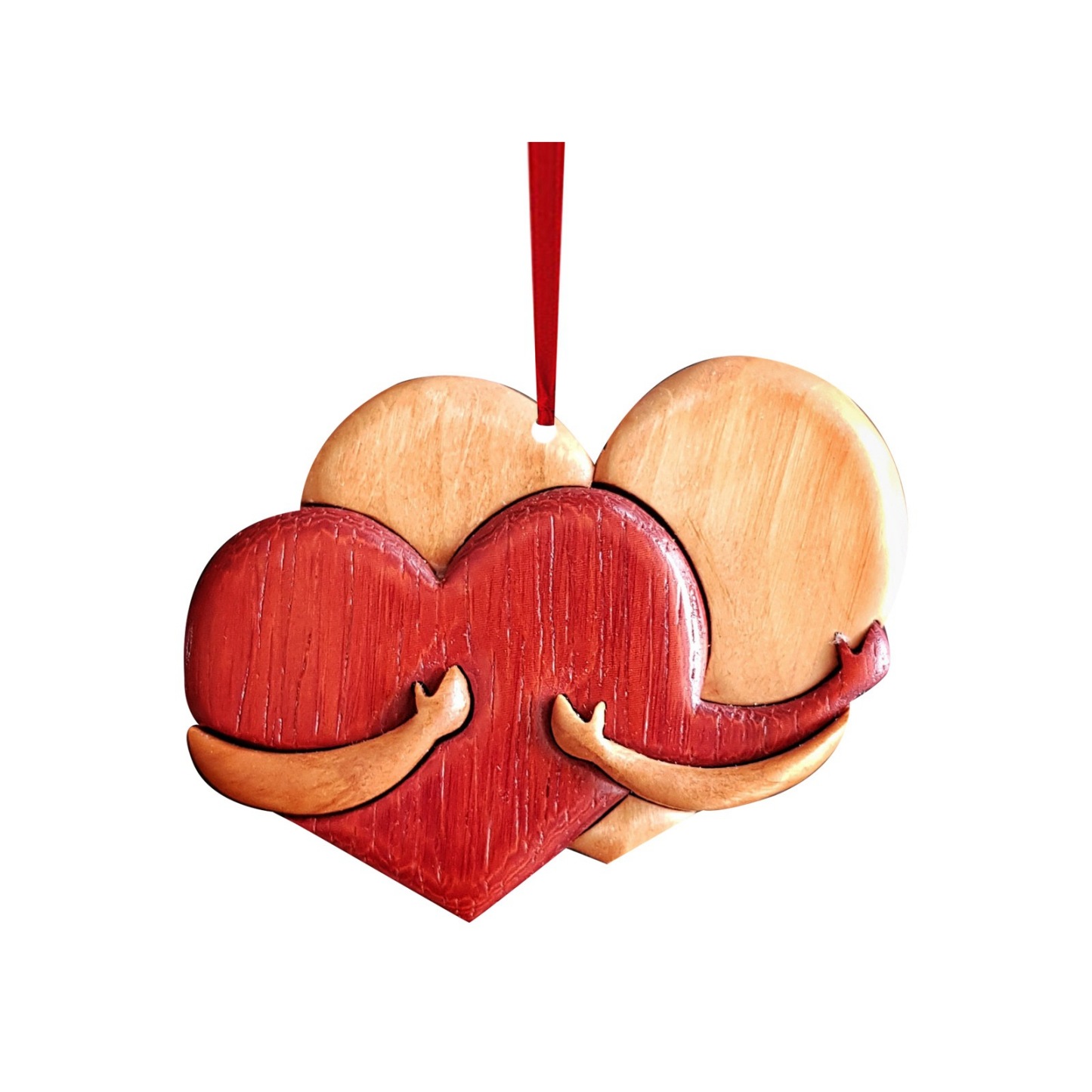 Embrace Heart-Shaped Wooden Carving