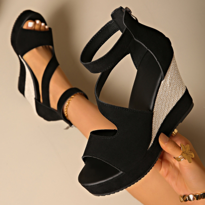Woven Ankle Strap Wedges