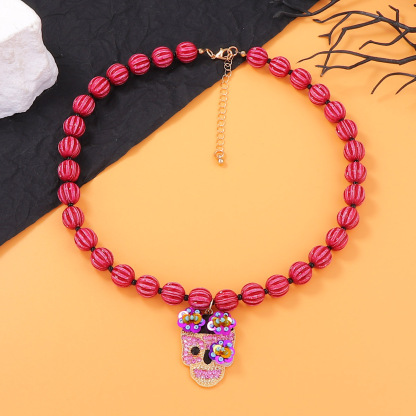 Halloween Beaded Skull Necklace