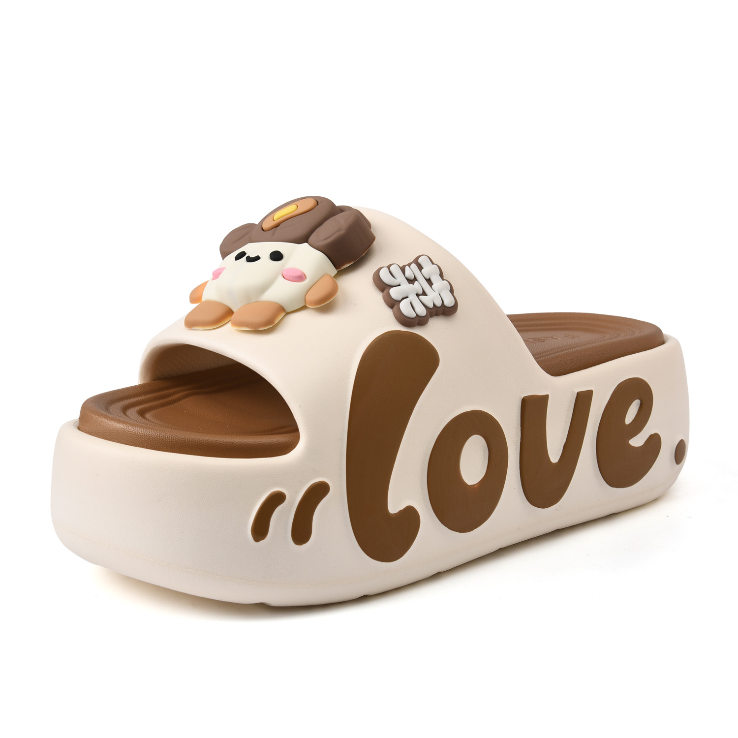 Cute Love Cartoon Doll Platform Slip On Summer Slippers