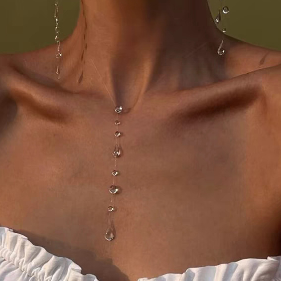Delicate Teardrop Crystal Transparent Thread Jewelry