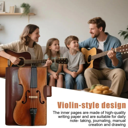 Retro violin leather notebook
