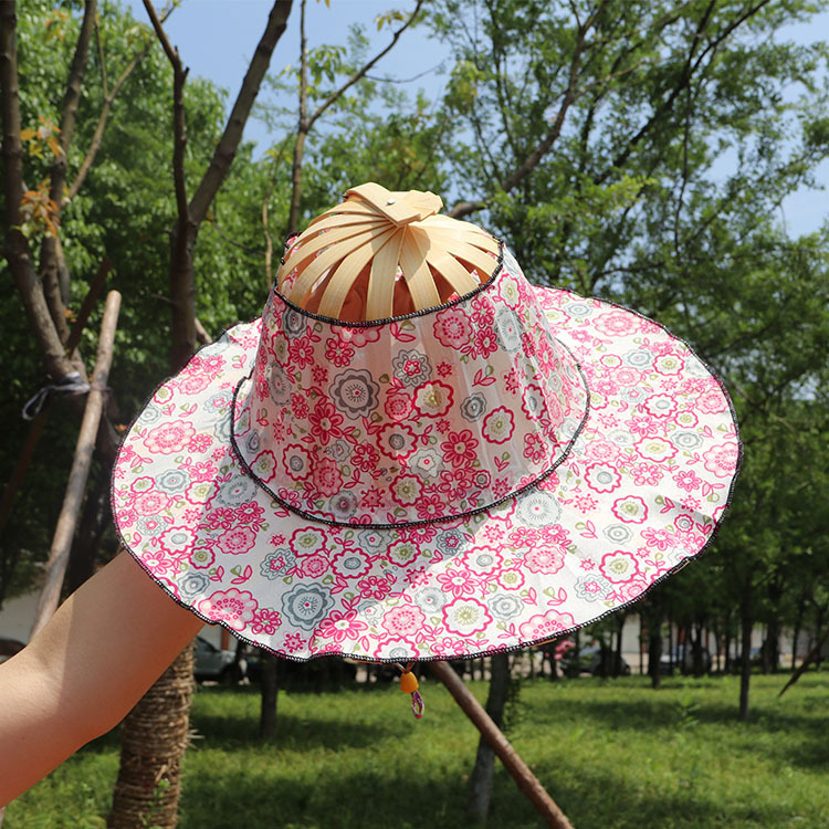 Multifunctional foldable sunshade bamboo fan hat