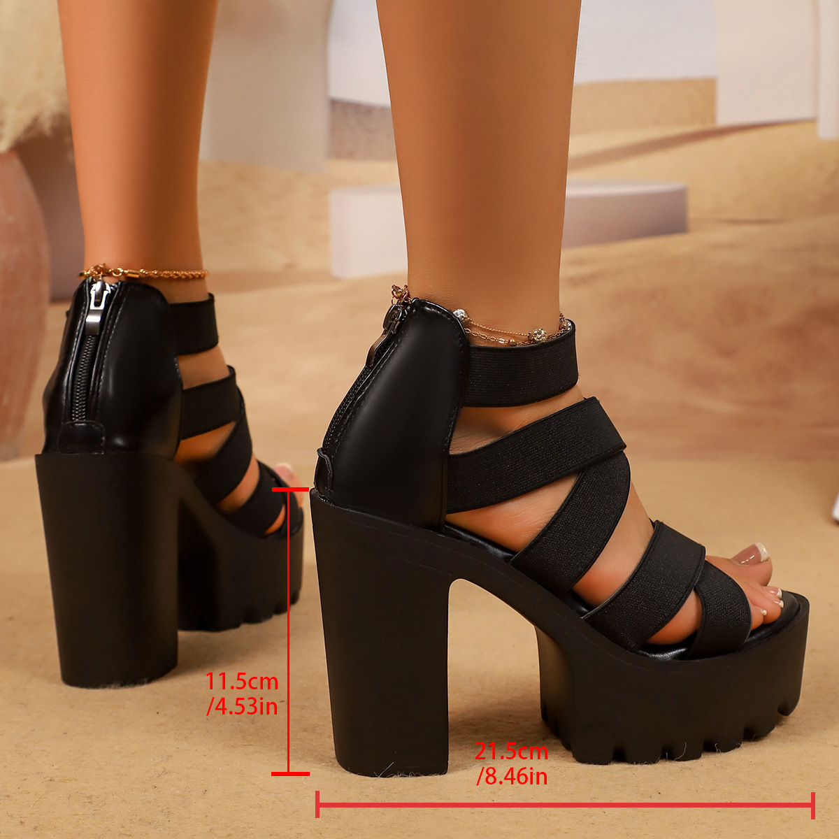 Platform high-heeled open-toe sandals