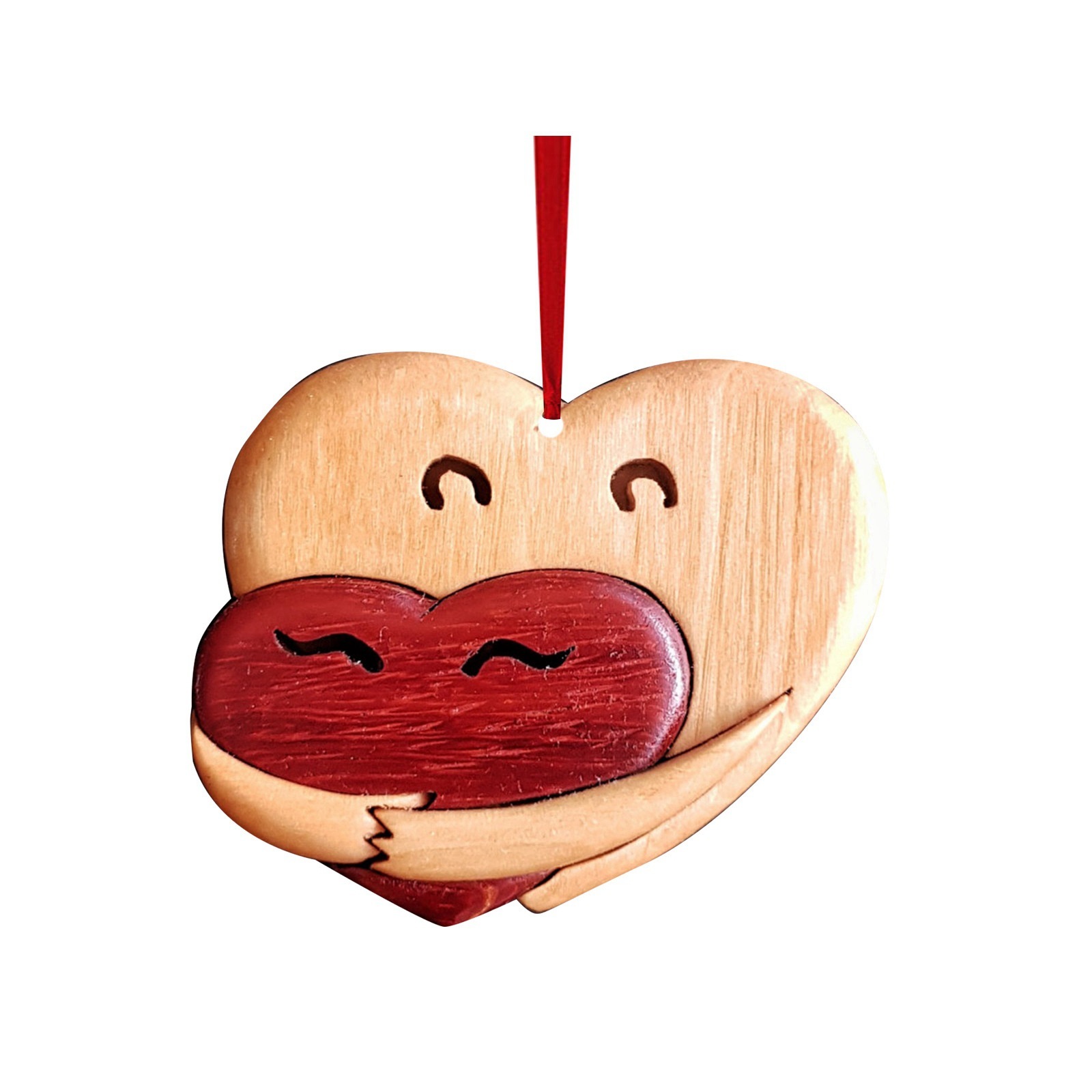 Embrace Heart-Shaped Wooden Carving