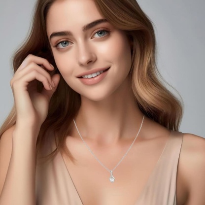 Titanium steel pendant necklace with rhinestones