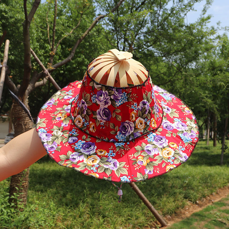 Multifunctional foldable sunshade bamboo fan hat