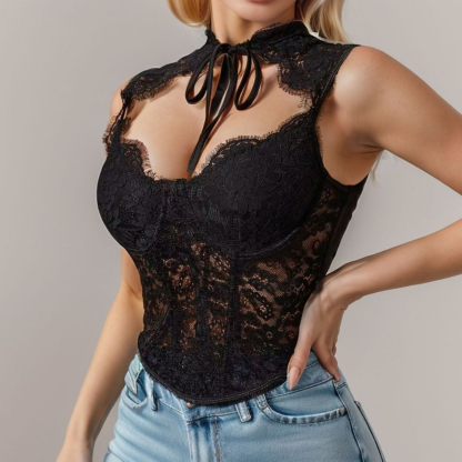 Midnight Whisper Lace Bustier