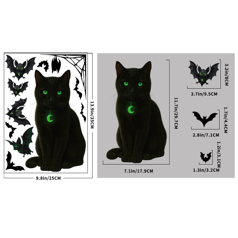 Spider web bat cat glass sticker