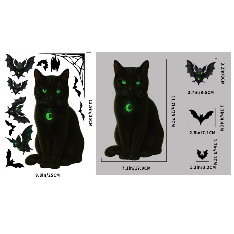 Spider web bat cat glass sticker