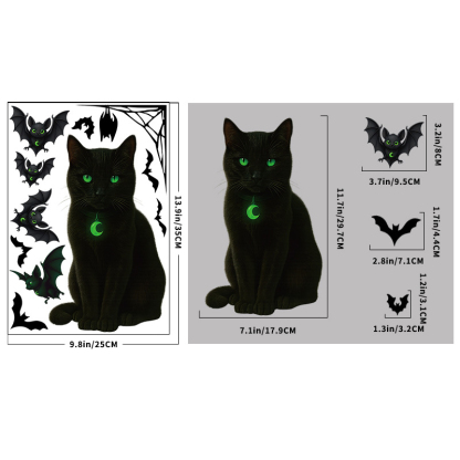 Spider web bat cat glass sticker