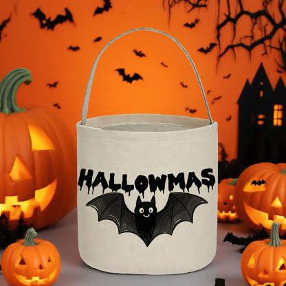 Halloween cylindrical canvas bag candy tote bag