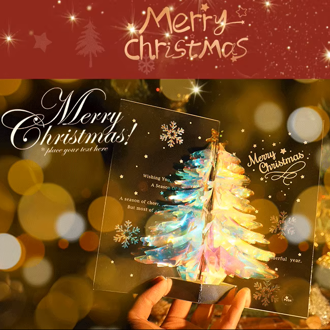 3D Holographic Christmas Tree Pop-up Greeting Card