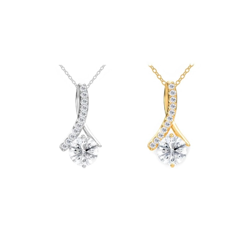 Titanium steel pendant necklace with rhinestones