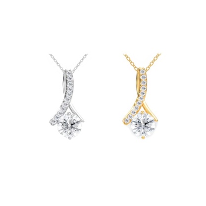 Titanium steel pendant necklace with rhinestones