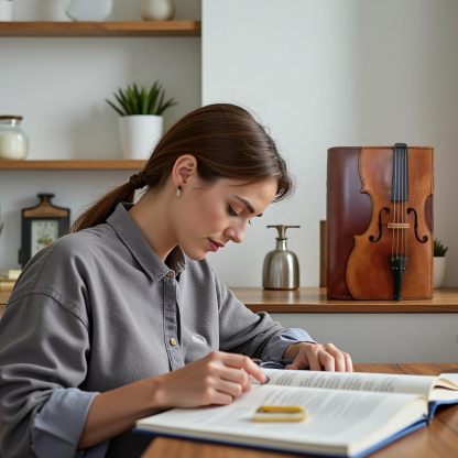 Retro violin leather notebook
