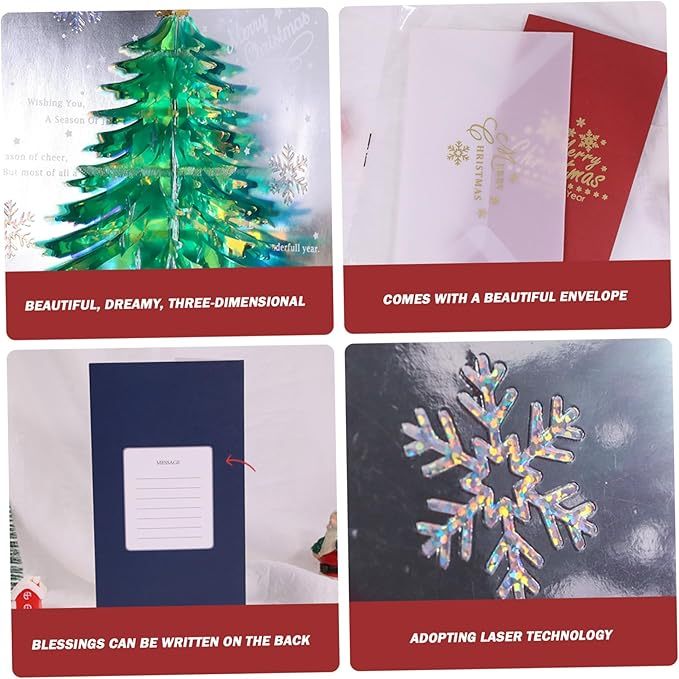 3D Holographic Christmas Tree Pop-up Greeting Card