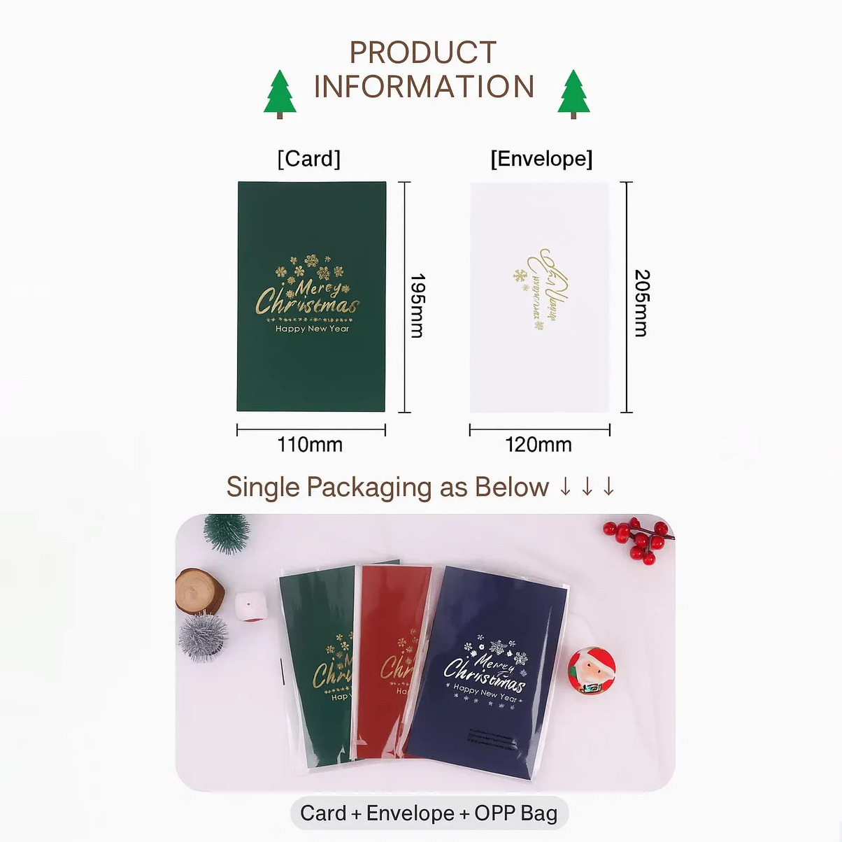 3D Holographic Christmas Tree Pop-up Greeting Card