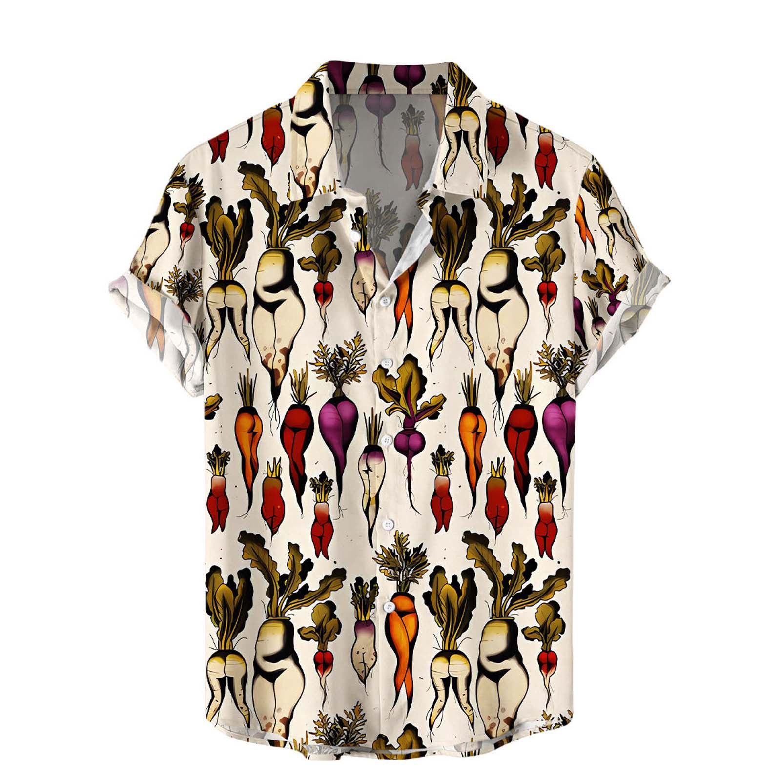 Vintage  Print Short Sleeve Button Up Shirt