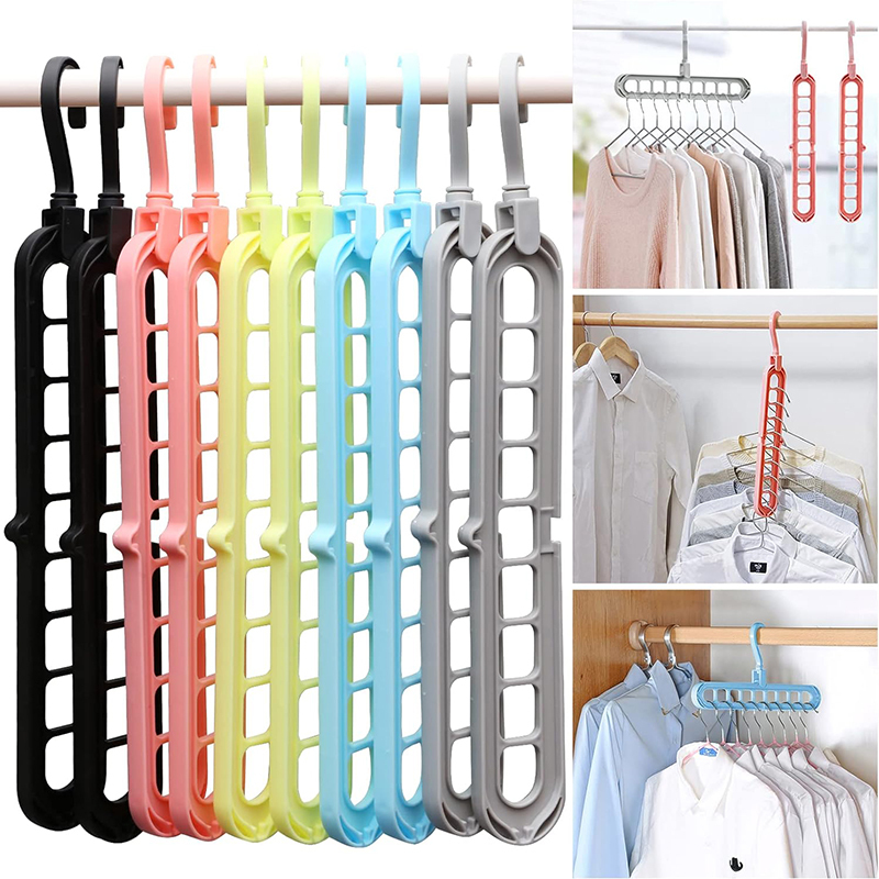 Nine hole hanger wardrobe storage hanger
