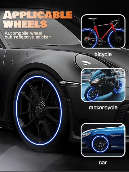 Wheel reflective trim, night safety warning stickers