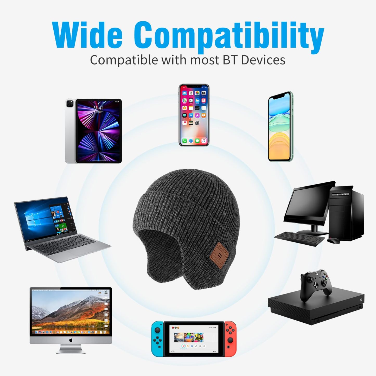 Bluetooth music light-up cap, rechargeable and washable