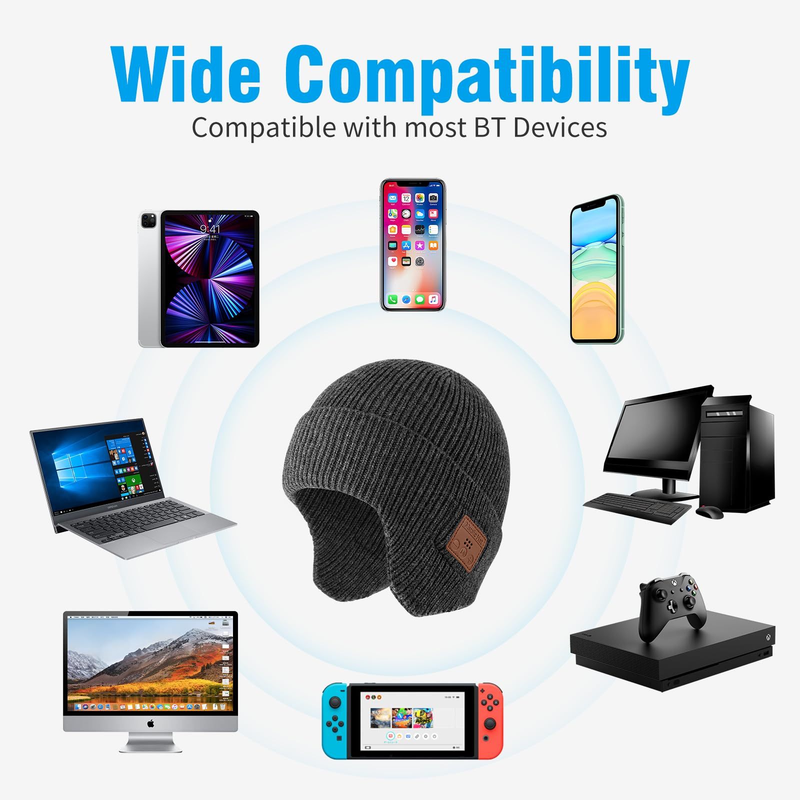 Bluetooth music light-up cap, rechargeable and washable