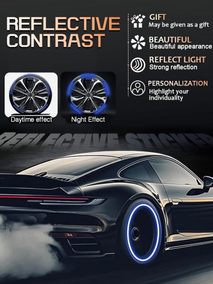 Wheel reflective trim, night safety warning stickers
