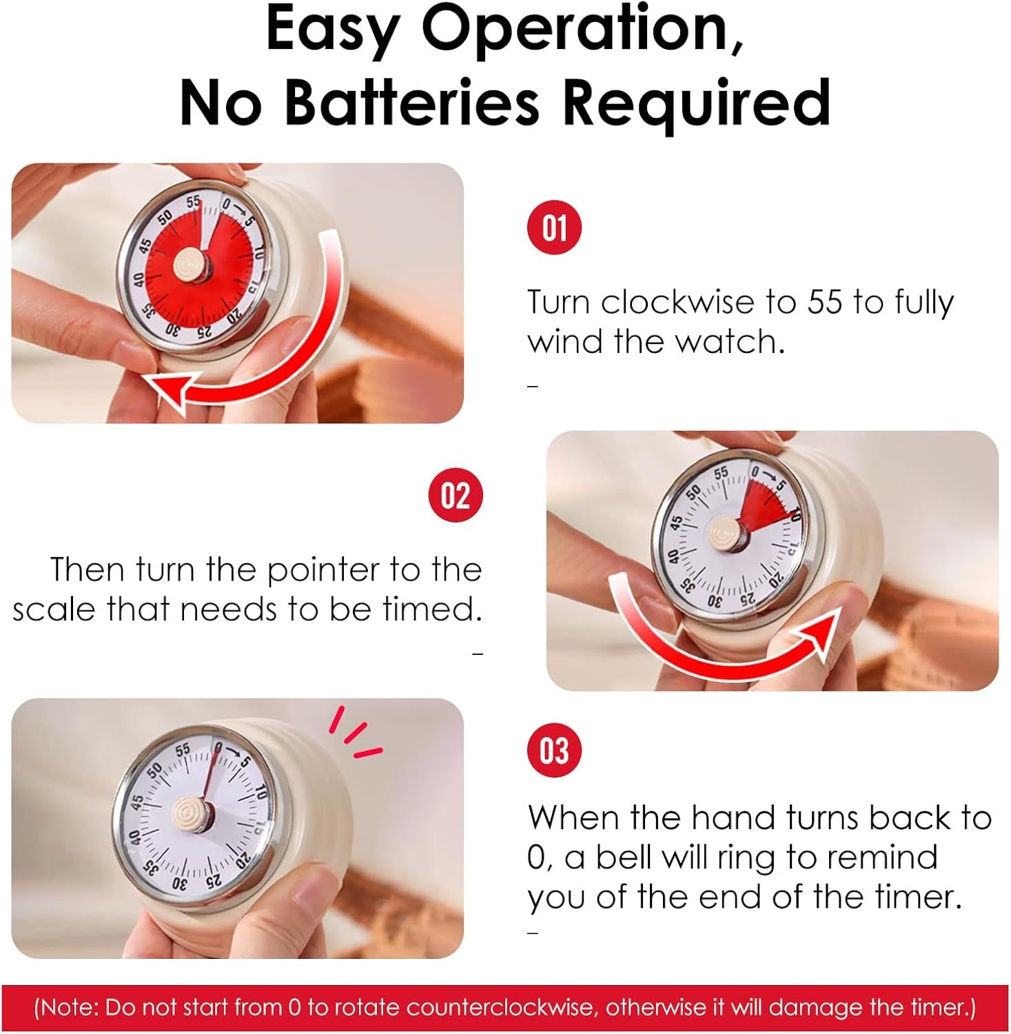 Mechanical timer kitchen cooking timer reminder