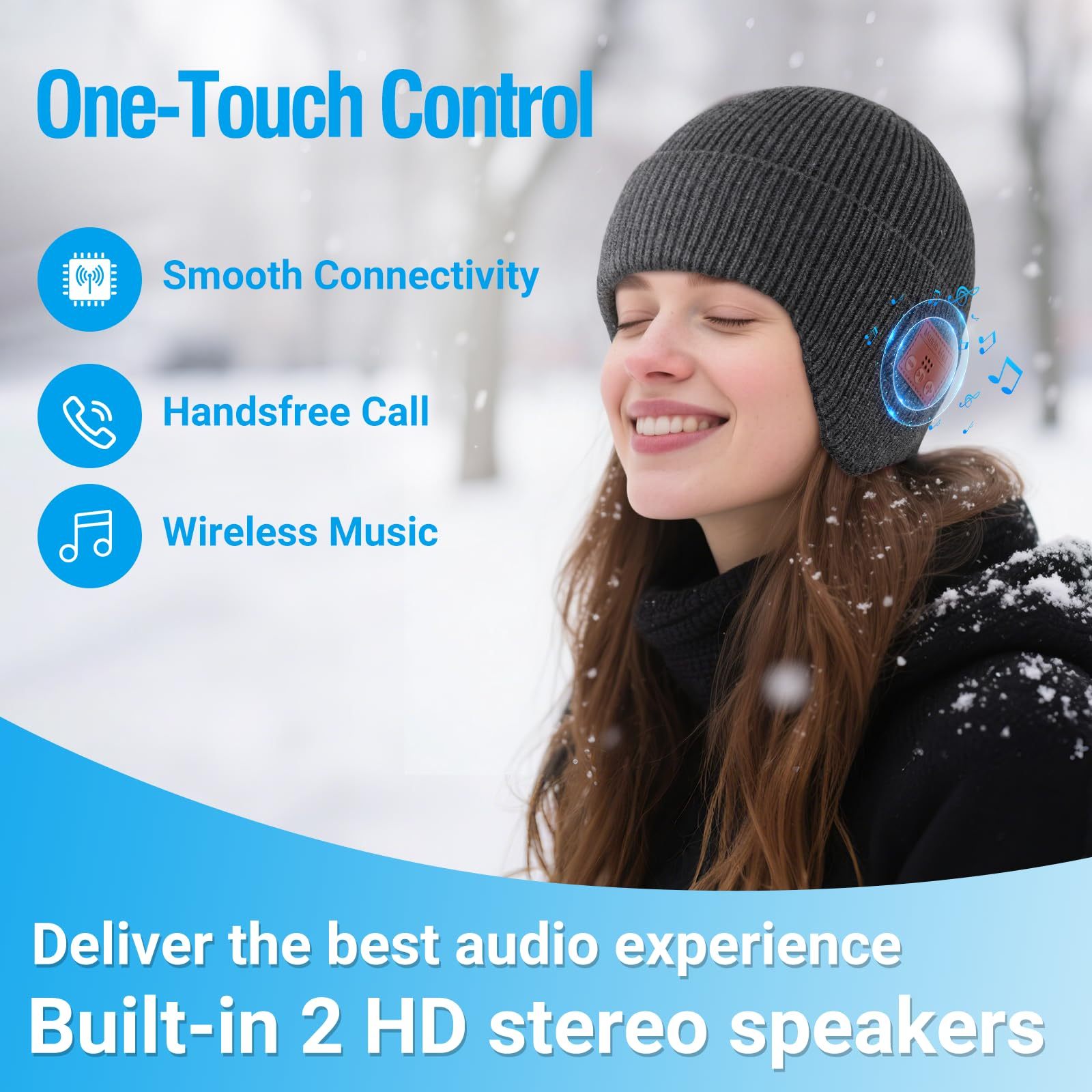 Bluetooth music light-up cap, rechargeable and washable