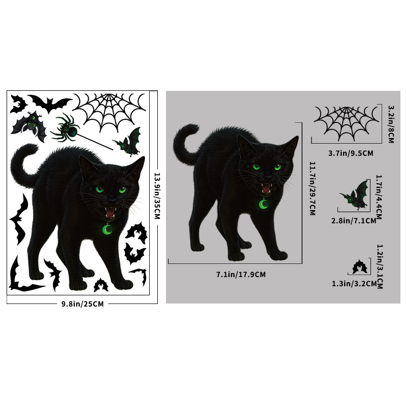 Spider web bat cat glass sticker