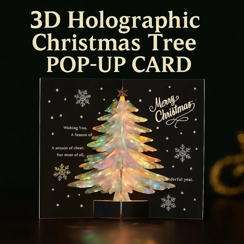 3D Holographic Christmas Tree Pop-up Greeting Card
