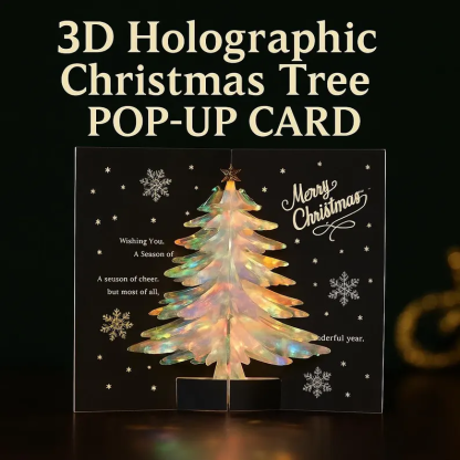 3D Holographic Christmas Tree Pop-up Greeting Card