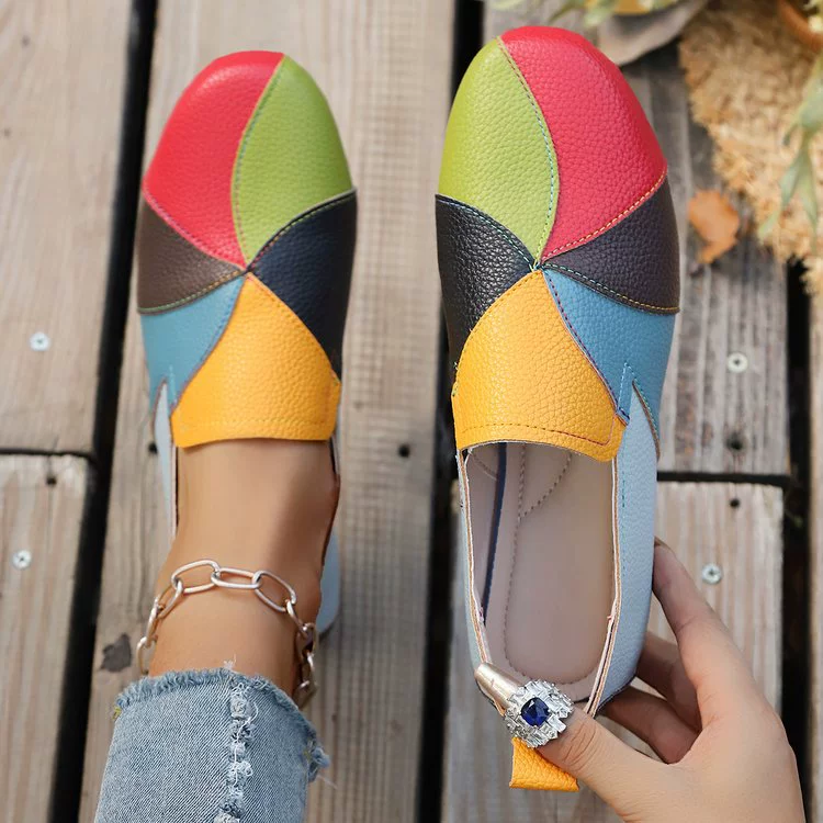 Vibrant Multicolor Patchwork Casual Flats