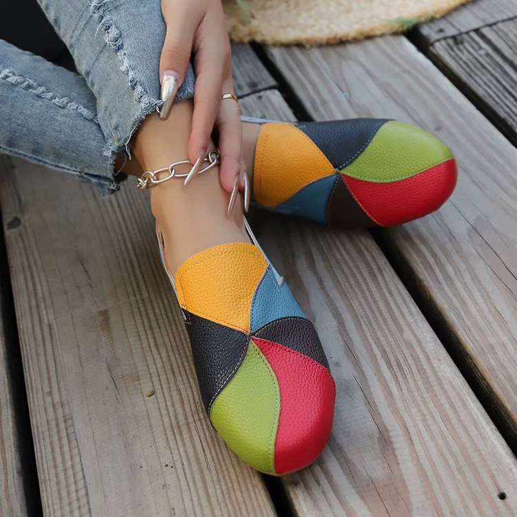 Vibrant Multicolor Patchwork Casual Flats