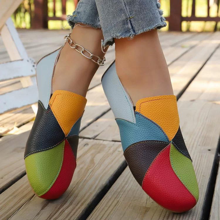 Vibrant Multicolor Patchwork Casual Flats