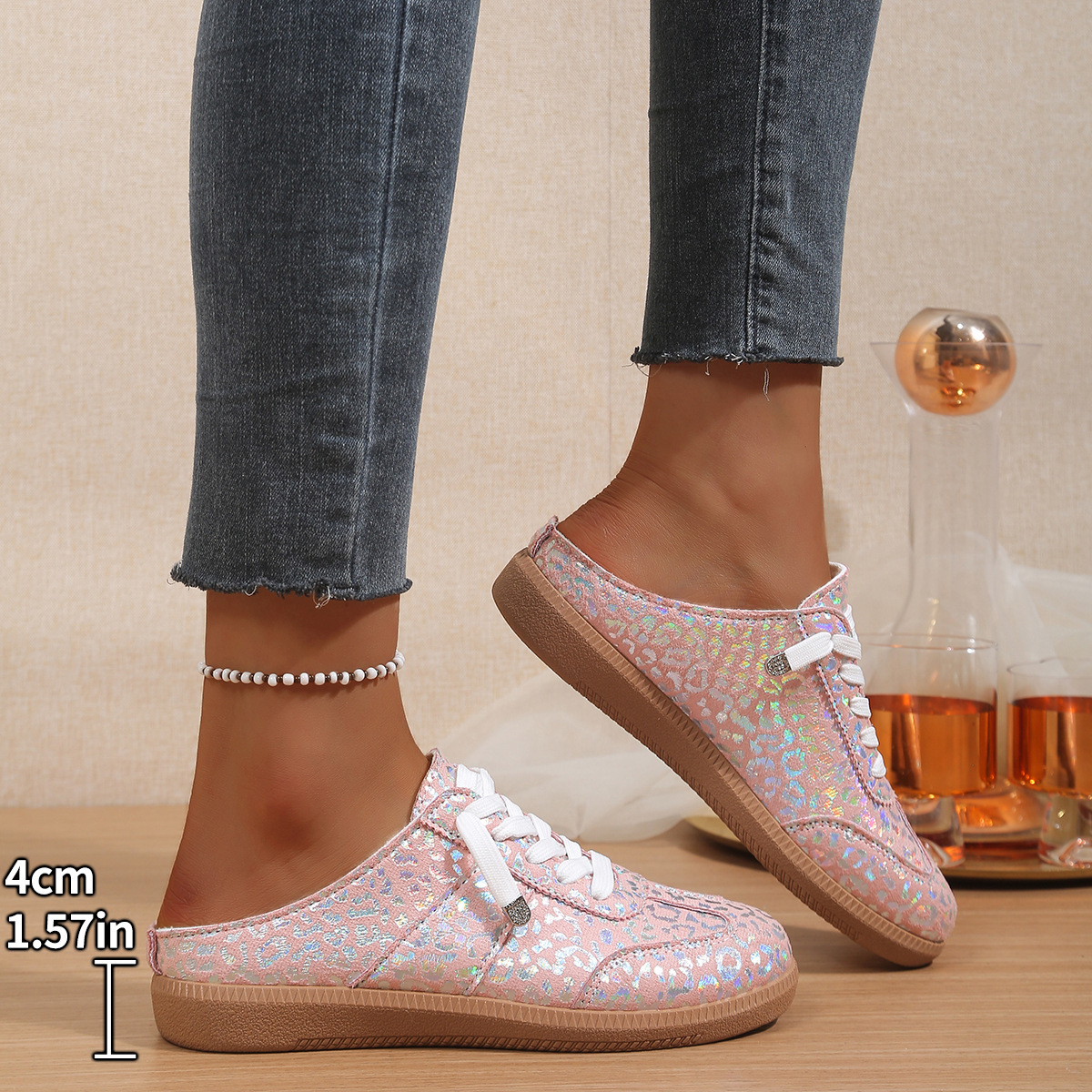 Leopard Print Slingback Flat Mules