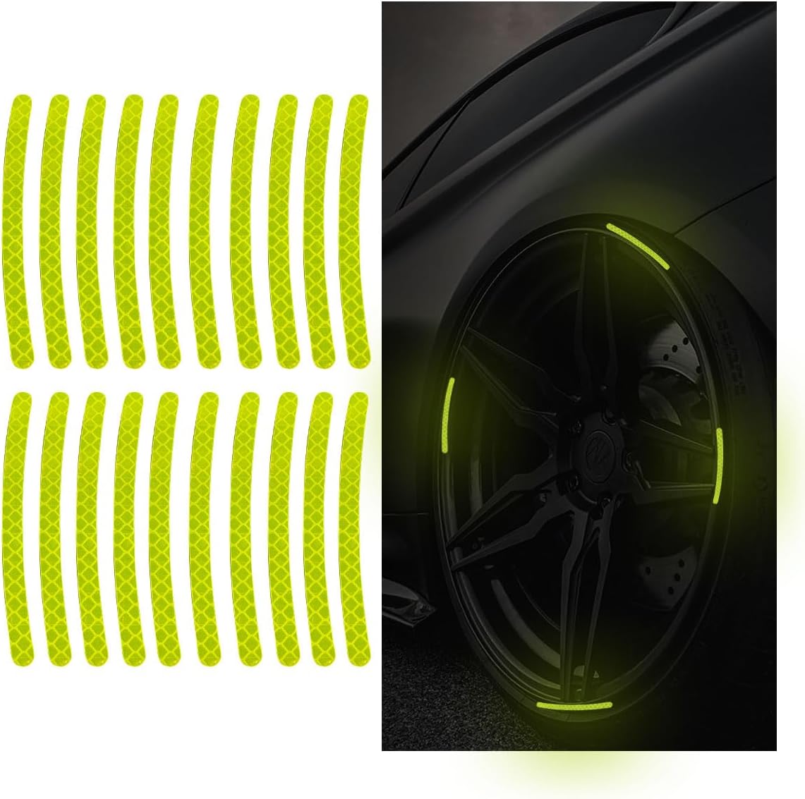 Wheel reflective trim, night safety warning stickers