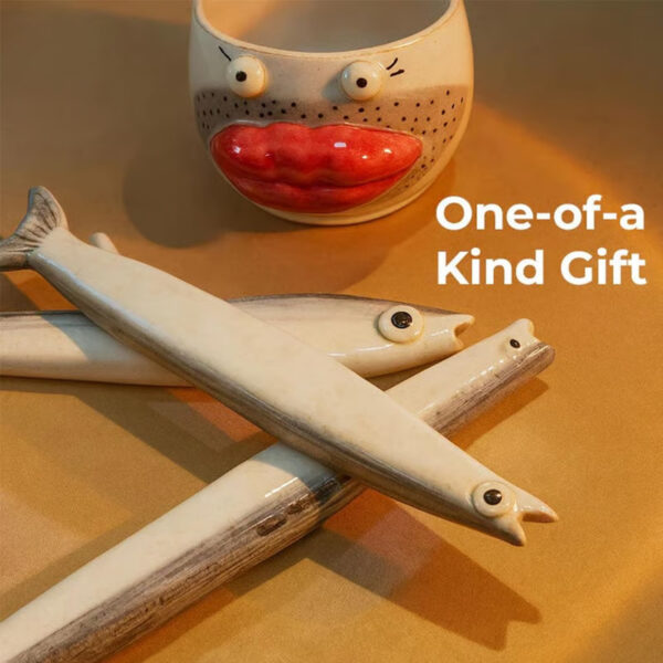 Handmade Ceramic Fish-Shaped Straw